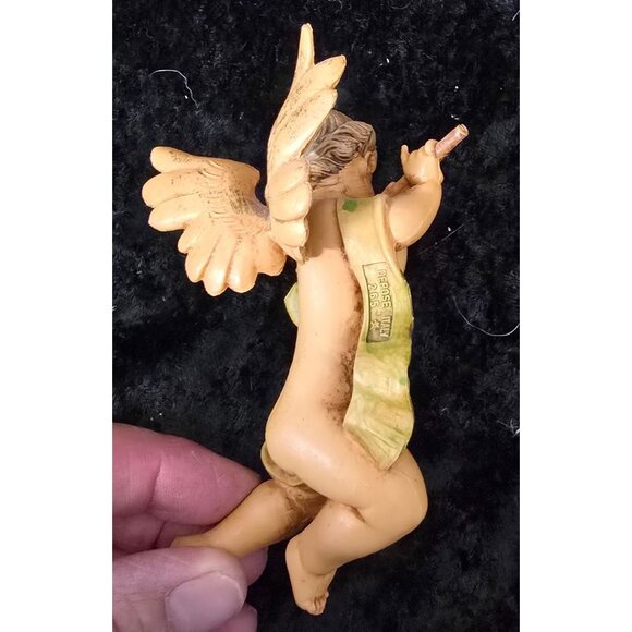 5" Cherub Angel Figurines Vintage Depose Italy Fontanini Playing Flute Mandolin - Picture 8 of 13